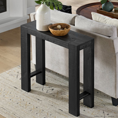 Solid Wood 36" Small Console Table, Black