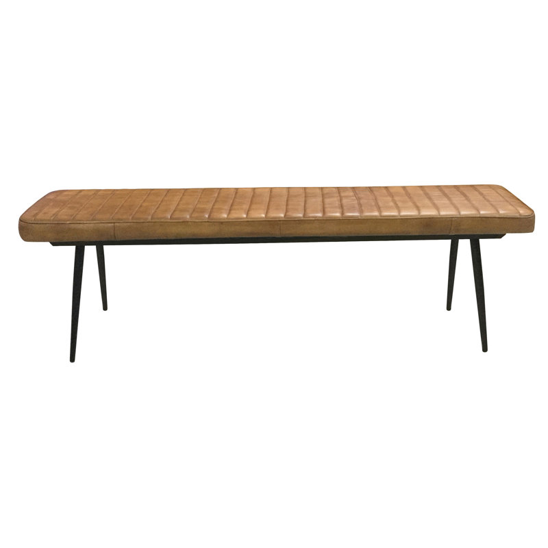 Banc en cuir véritable Eloise, Chameau