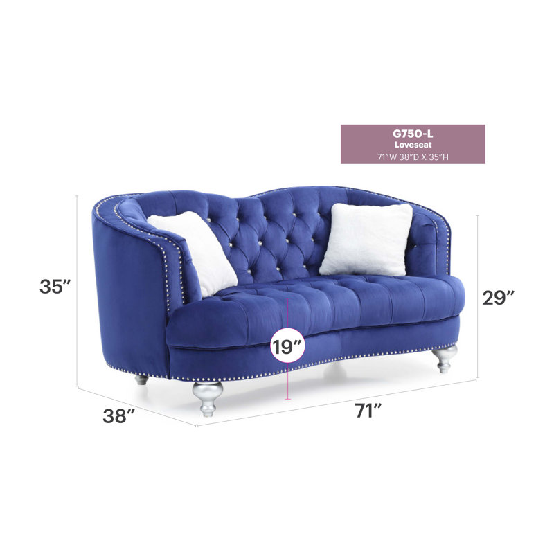 Charming Traditional Loveseat, Blue