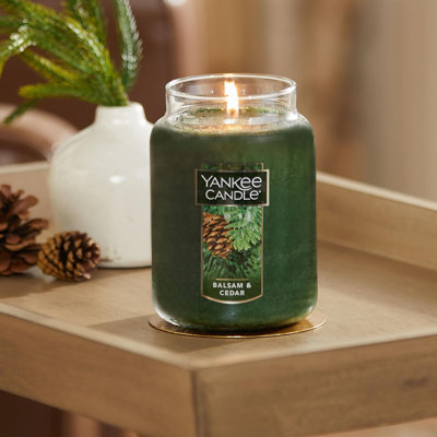 Bougie parfumée Balsam & Cedar, grand pot à mèche simple classique 22 oz, plus de 110 heures de combustion, cadeau idéal