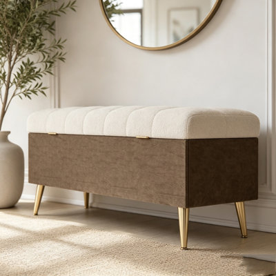 Banc de rangement avec repose-pieds Banc de chambre rembourré avec rangement