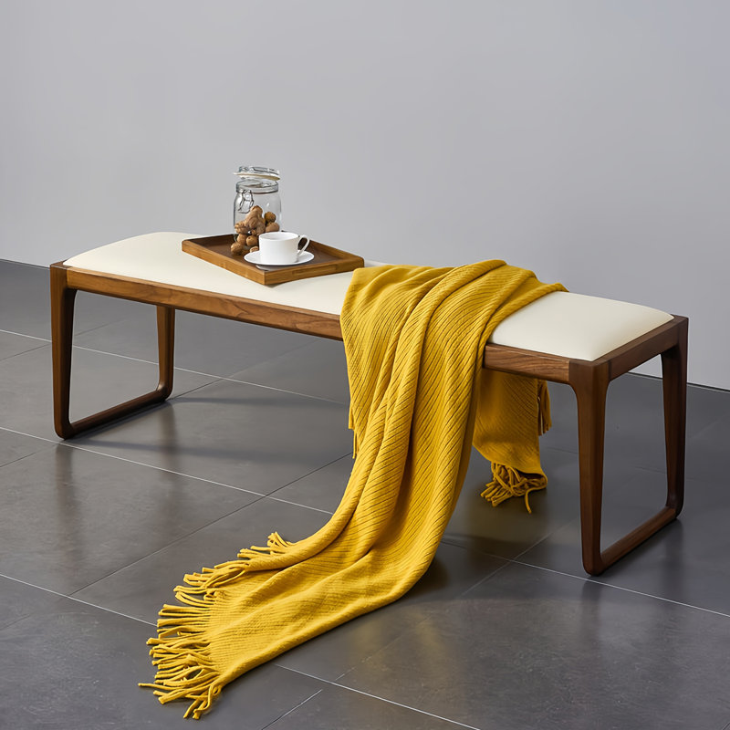 Banc rembourré Shaylen, Blanc cassé