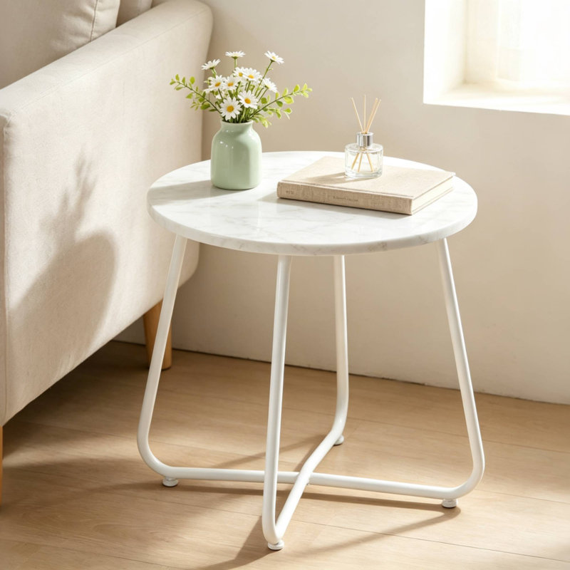 Table de bout Artemus, Plateau blanc / base blanche