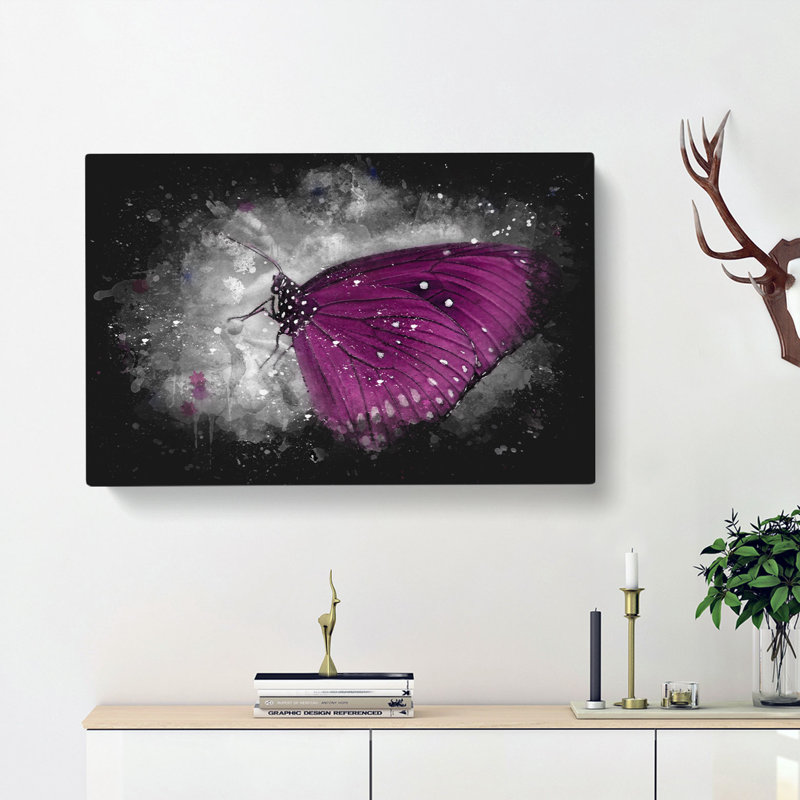 Butterfly Upon A Flower - Wrapped Canvas, 50cm H x 76cm W x 3cm D