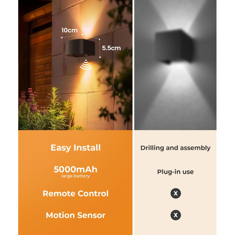 4 Pack Motion Sensor Wall Lamp With Remote Control 3 Colours Wireless Wall Light LED Indoor Up And Down Wall Sconce 5000Mah Rechargeable Battery Powered Wall Lamps Brightness Adjustable,Black