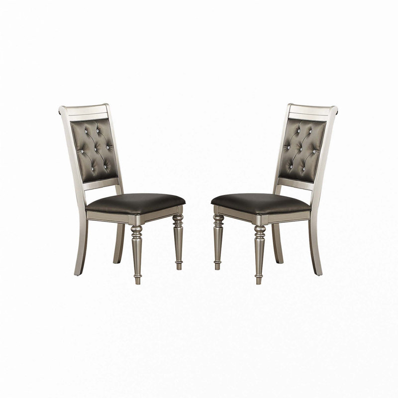 Chaises de salle à manger avec dossier capitonné, argent (ensemble de 2)