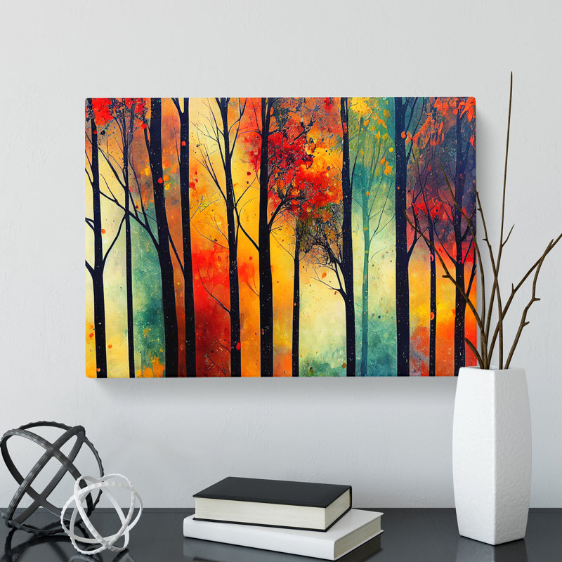 Colourful Autumn Forest Vol.1 Abstract - Wrapped Canvas, 35cm H x 50cm W x 3cm D