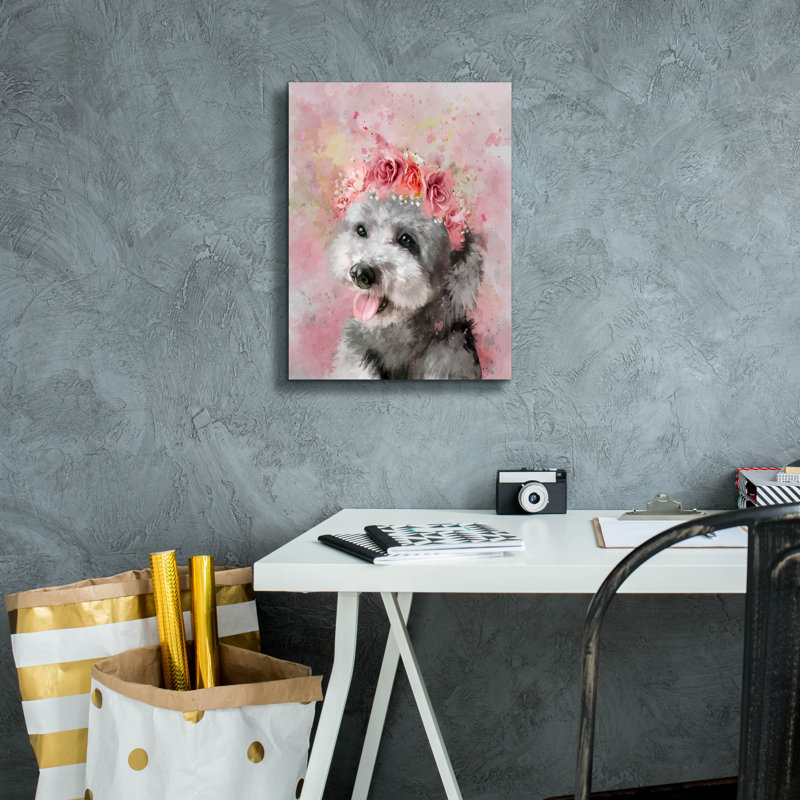 «Flower Crown Havese 2» par Furbaby Affiliates, art mural sur toile, H 16 po x l 12 po x P 0,75 po