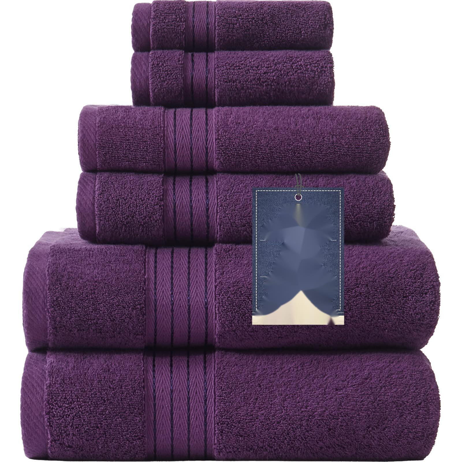 FAST APPLIANCES LLC Purple Bath Towels Set For Bathroom Soft Absorbent
