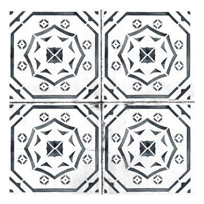 Geometric Tile Watercolour Pattern - Wrapped Canvas Print
