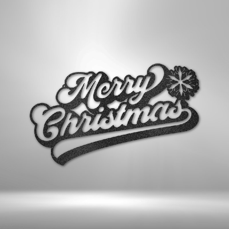Décoration murale en métal découpée au laser Merry Christmas, H 28,75 po x l 29,5 po x P 0,5 po, Noir