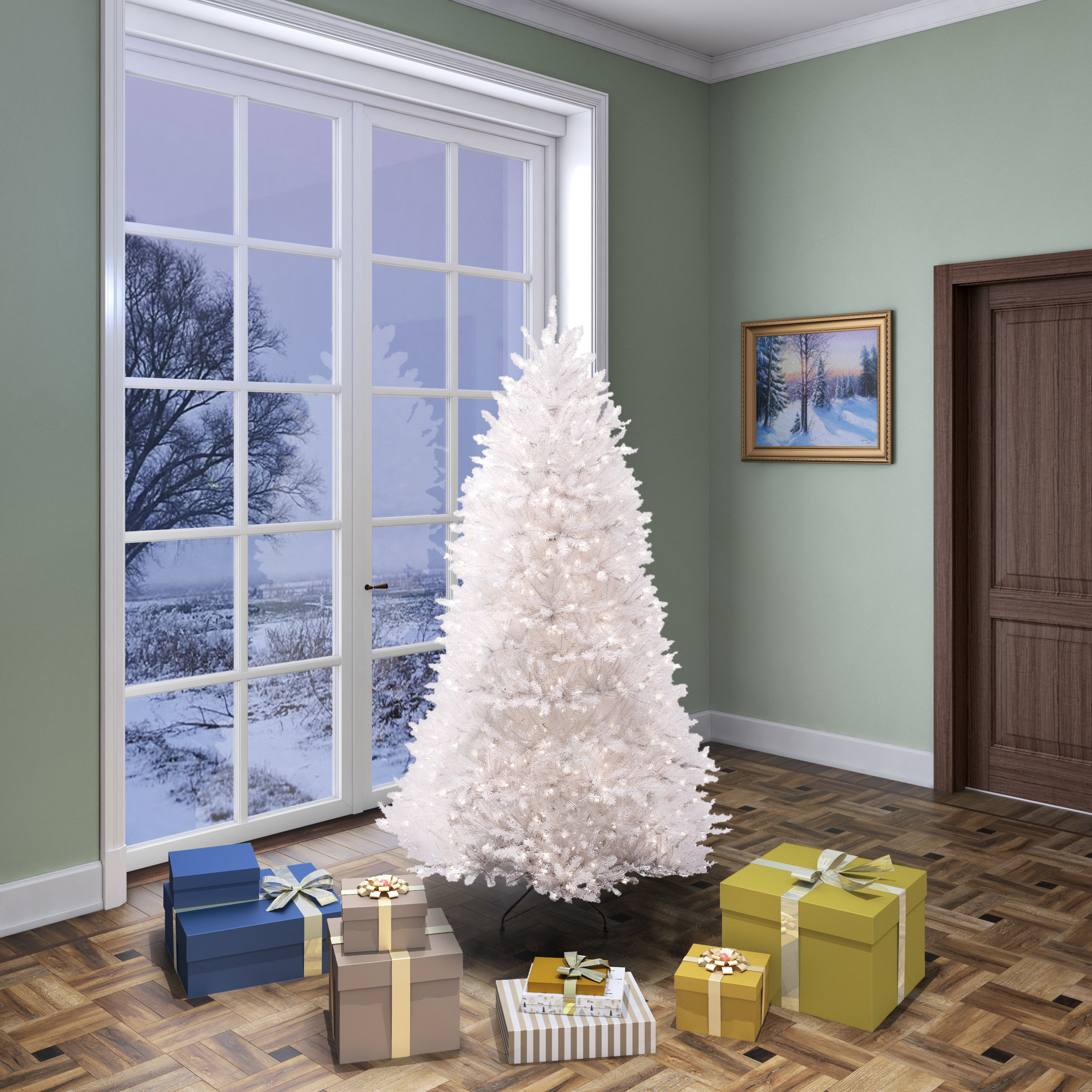 White artificial christmas clearance tree