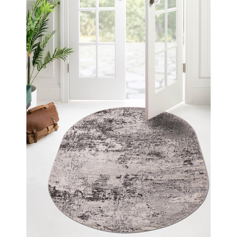 Tapis gris Petronio, Ovale 5 pi 3 po x 8 pi