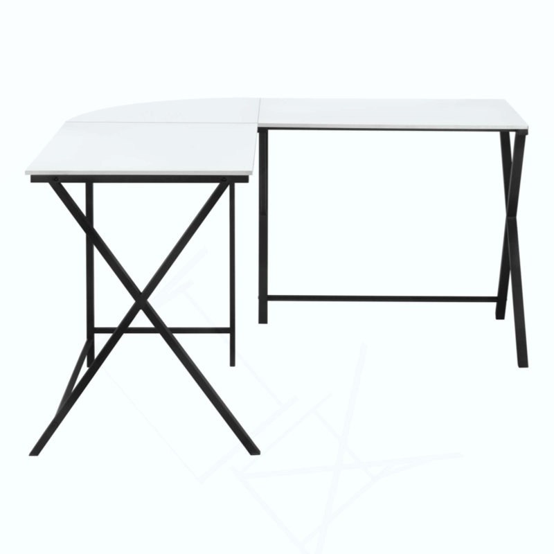 Bureau d'ordinateur, bureau personnel, coin, forme de L, travail, ordinateur portable, métal, contemporain, moderne, Blanc