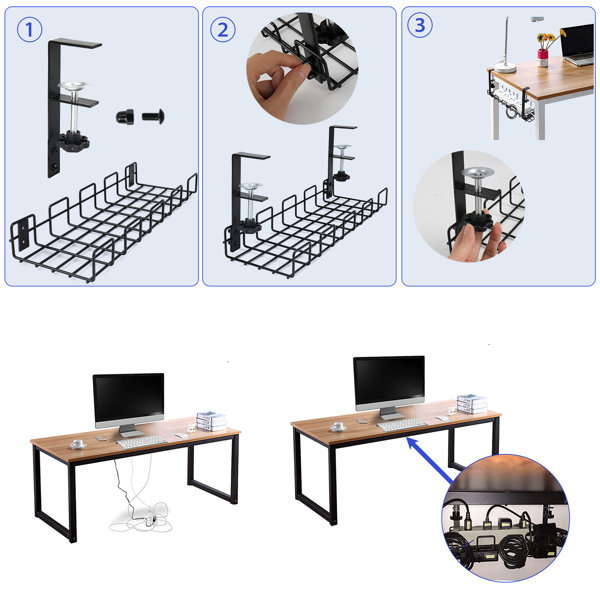 Cable Management Spine, Desk Cord Organizer Vertebrae, Keeps Power And Av  Cords Safe And Organized, Long Modular Wire Management Tray