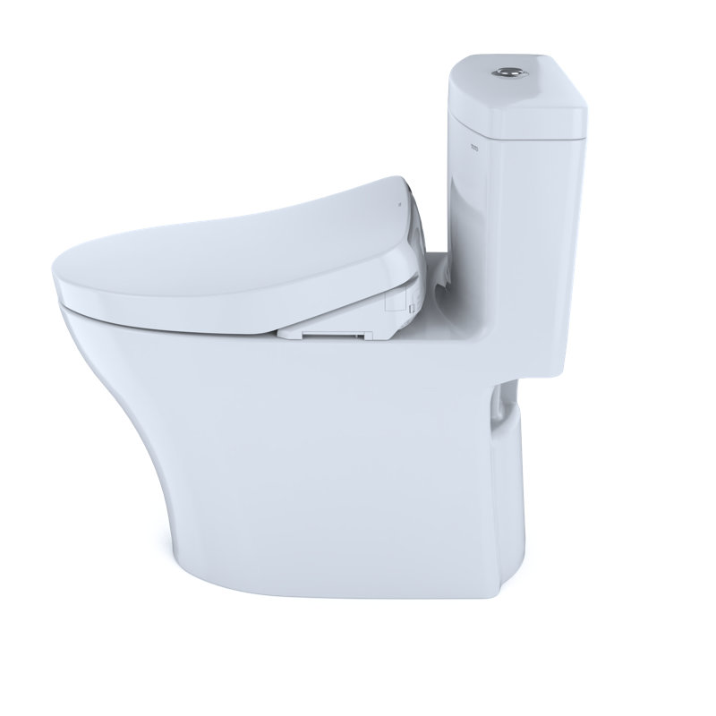 Elongated White Ceramic Dual Flush High Efficiency Toilet with Bidet