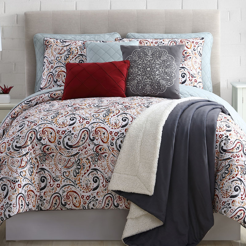 Sateen Geometric Shapes Comforter, Full Comforter + 7 Additional Pieces