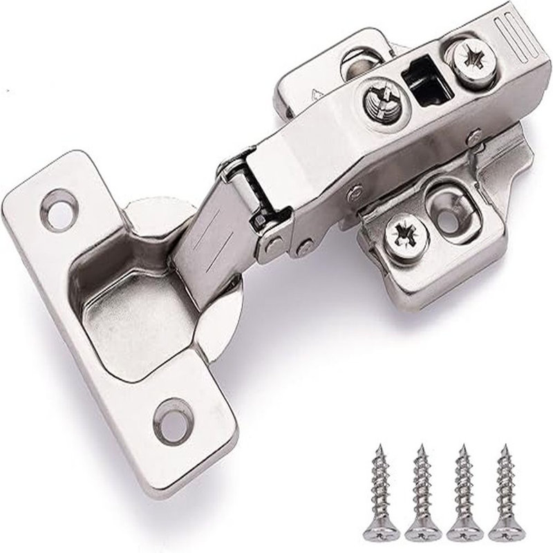 Adjustable Satin Nickel Soft Close Cabinet Hinges (10 Pieces)