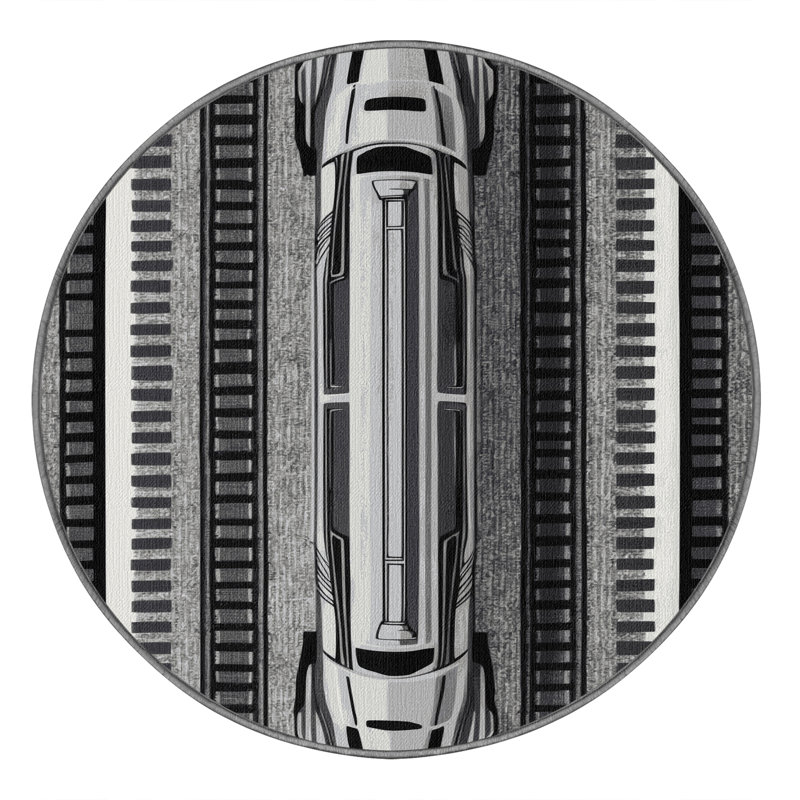 Tapis de transport gris lavable à la machine, Rond 3 pi
