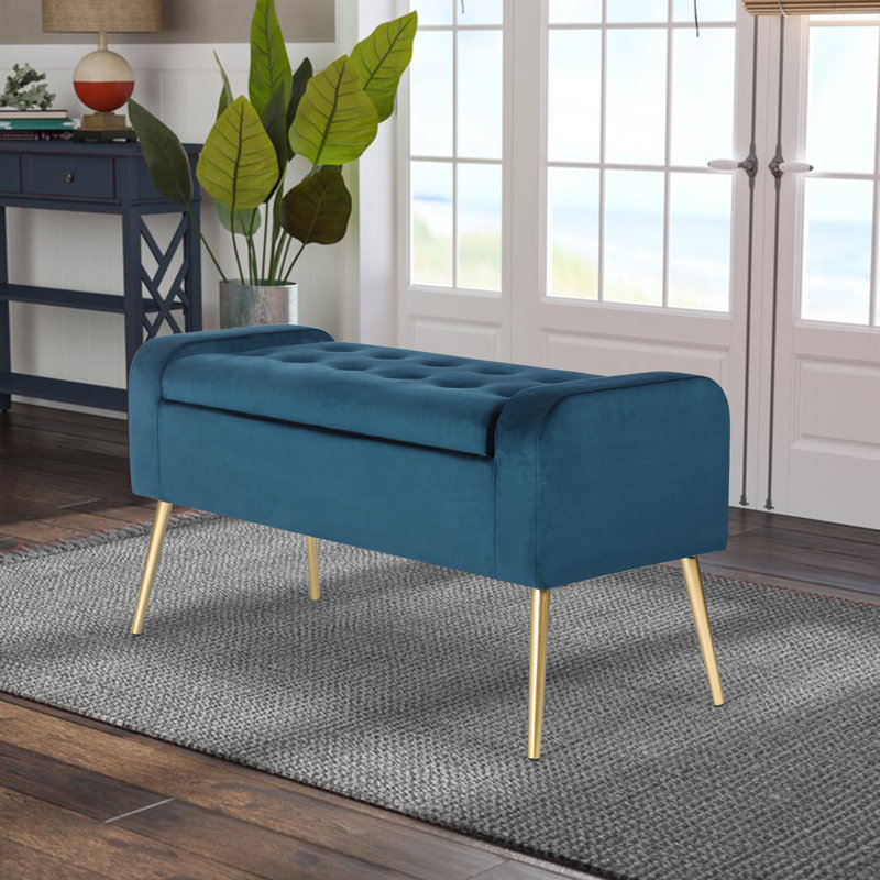 Banc de rangement rembourré Gigel, Bleu