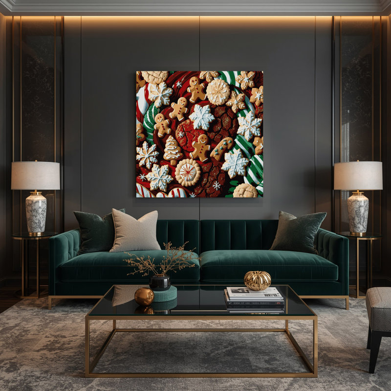 Desserts, biscuits de Noël, toile beige, H 32 po x l 32 po