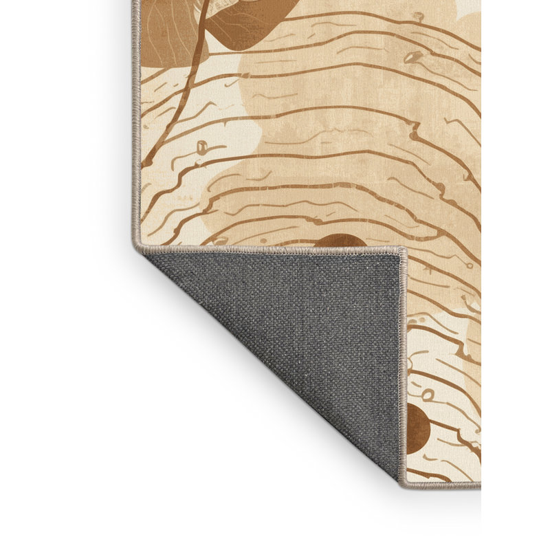 Tapis moelleux moelleux à motif floral classique beige et beige, 5 x 8