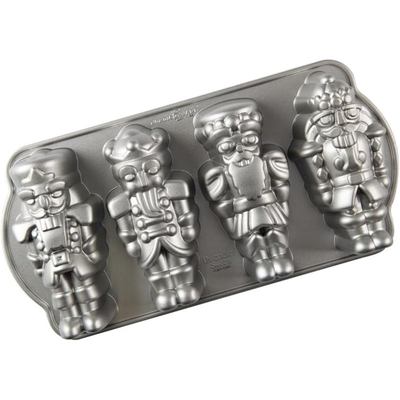 Nordic Ware Nutcracker Sweets Cast Cakelet Pan, 6 Cup Capacity, Silver