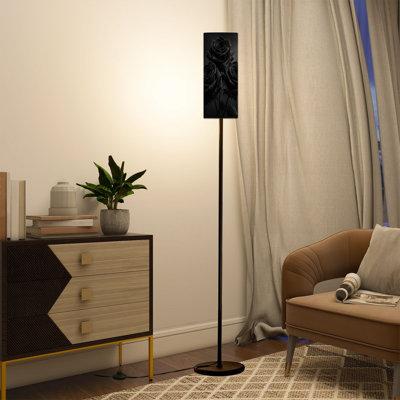 Lampe sur pied Roses gothiques noires foncées Moody Lighting Lampes sur pied texturées avec télécommande DEL Abat-jour réglables Hautes lampes pour lire Bureau Salon