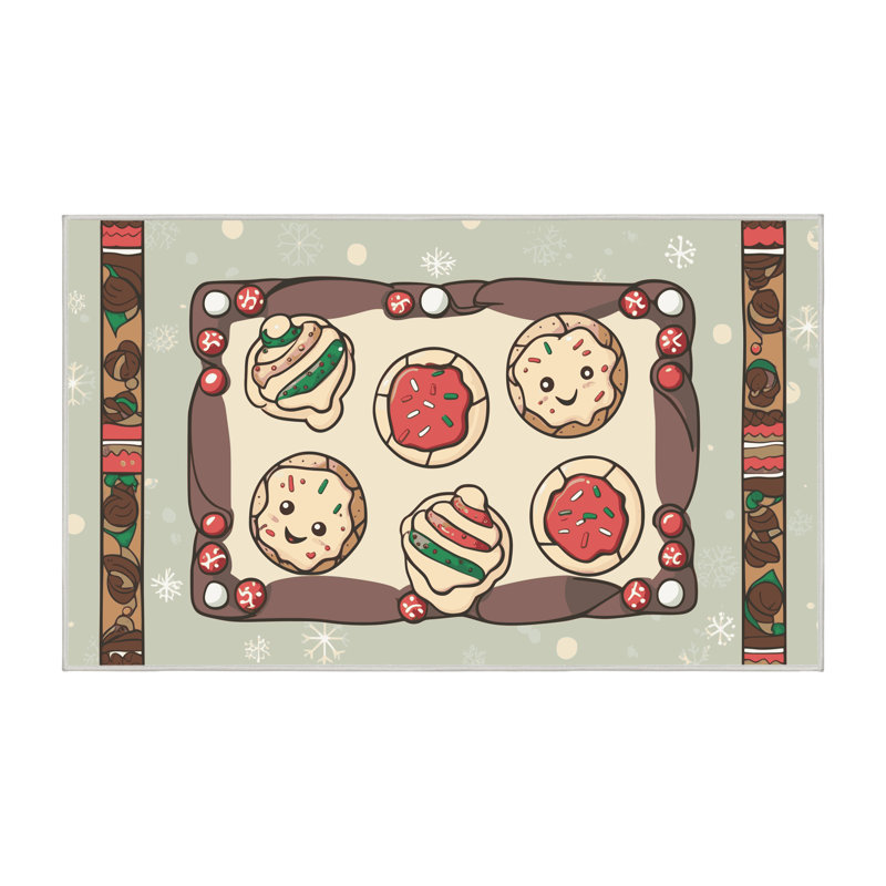 Tapis de vacances The Holiday Aisle® Cookies, Rectangle 7 pi x 9 pi