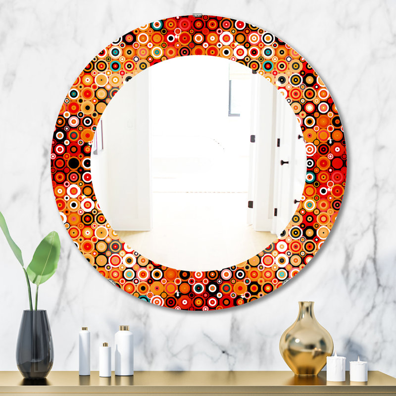 Miroir d'appoint moderne style disco avec pois et cercles, H 31,5 po x l po, À pois