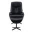 Fauteuil d'appoint en cuir fleur noir avec pivot et repose-pieds Labotina