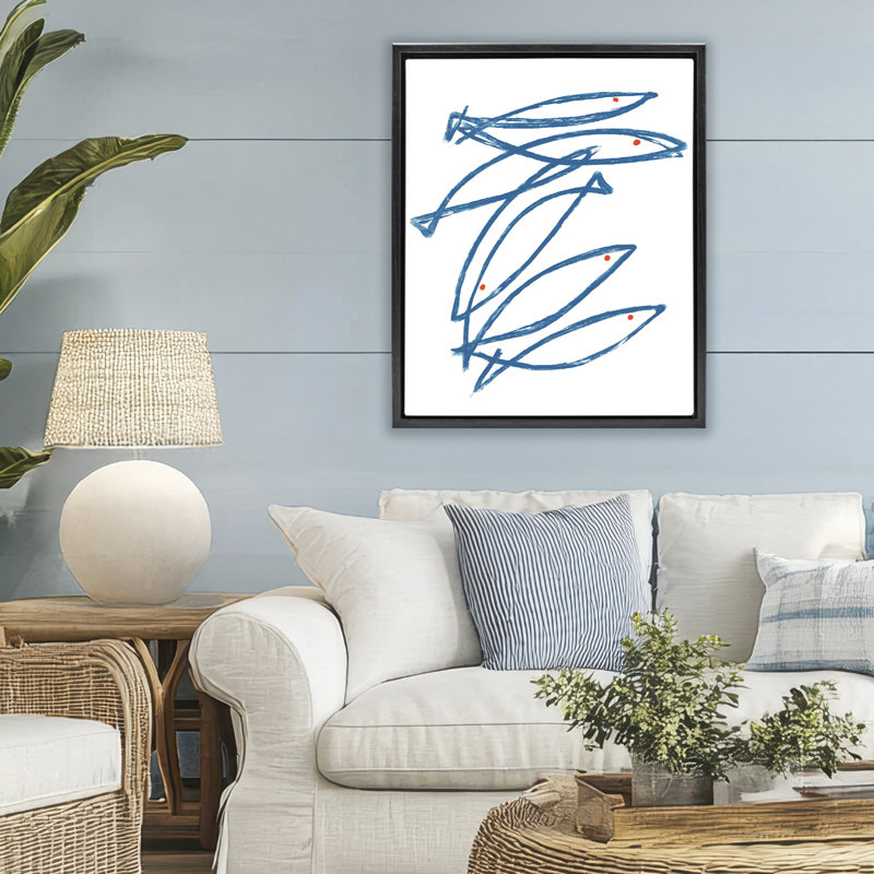 Cadre flottant Minimalist Fish, design par Lil 'Rue, H 31 po x l 25 po, Cadre flottant noir de jais