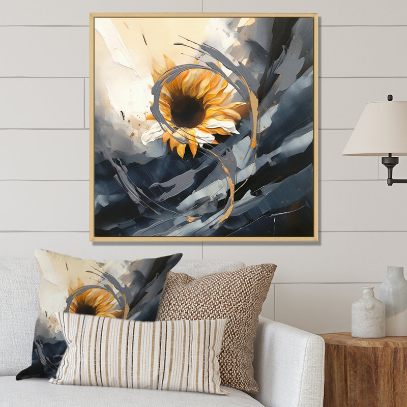 Jaune, jaune, doré, tournesols joyeux, Cadre naturel flottant, H 16 po x l 16 po x P 1 po