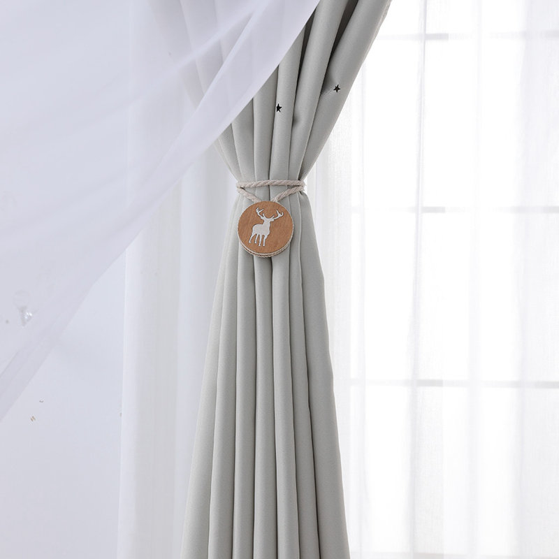 Rideau occultant en polyester Ezayah, Beige