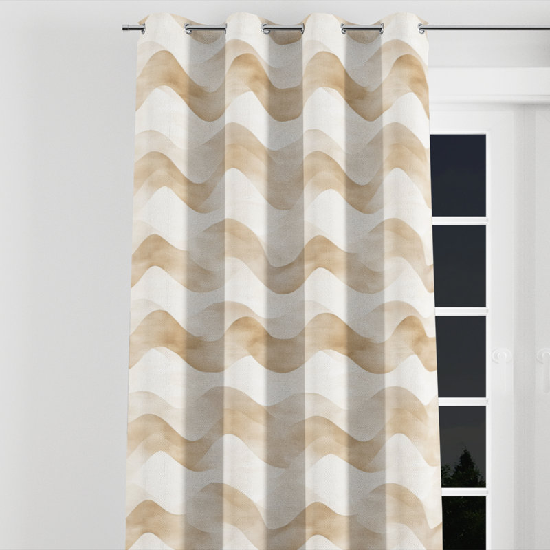 Coastal Curtains for bedroom - Striped Azpurua Velvet Grommet Curtain - 1 Panel, 52" W x 84" L, Silver Grommets