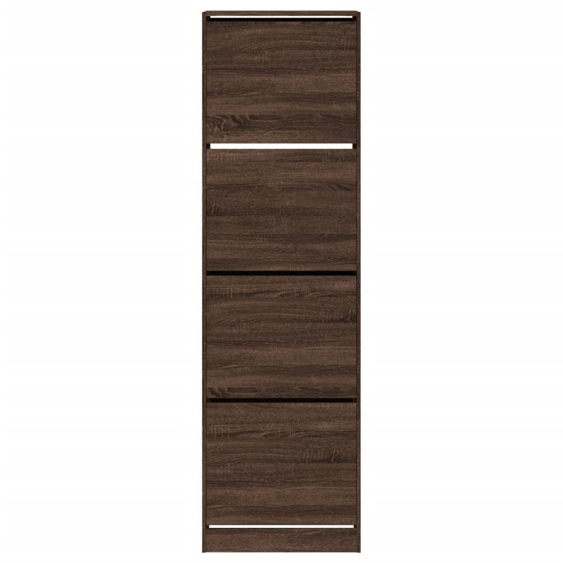 12 Pair Shoe Storage Cabinet, Brown Oak