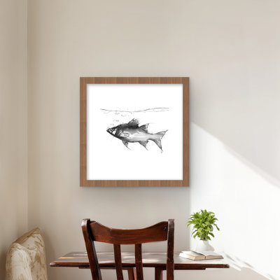Natation de poisson - imprimé mat gris marine