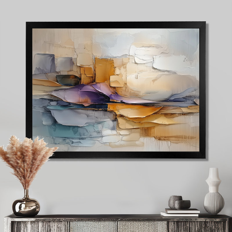 Omme - Abstract Wall Art, Single Picture Framed, Black, 12" H x 20" W