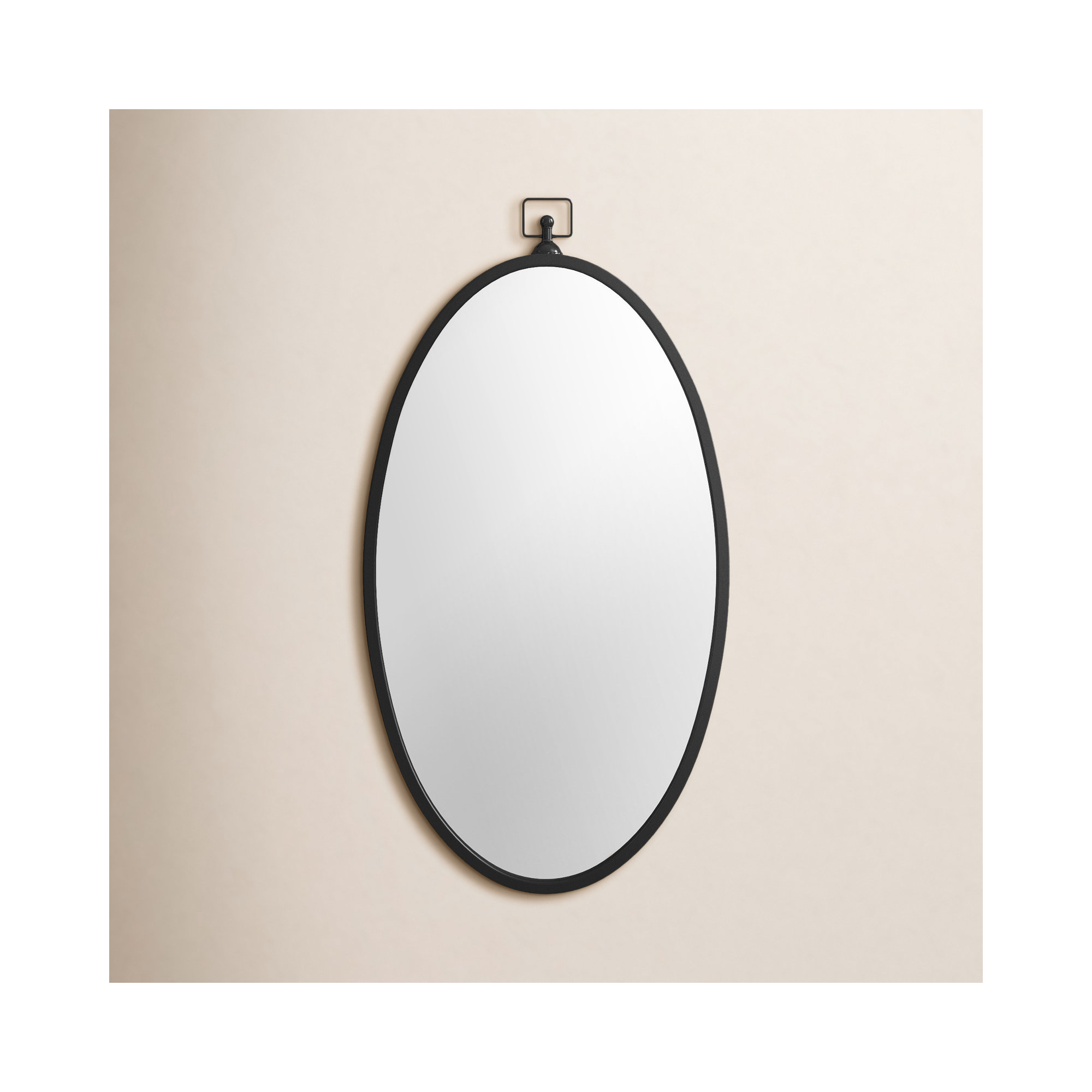 Jennings Metal Oval Mirror, Black