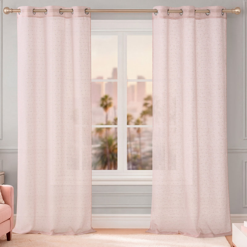 Juicy Couture Aurora Sheer Window Curtains, Blush Pink, 2-Panel Sets