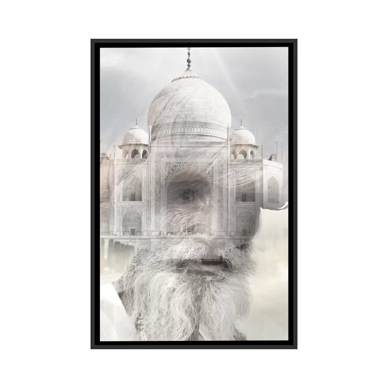 « indien sagesse », impression sur toile, H 26 po x l 18 po x P 1,5 po, Pas de tapis, Toile avec cadre noir