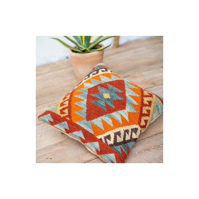 Crawfordville Geometric Orange Sqaure Throw Cushion Cover