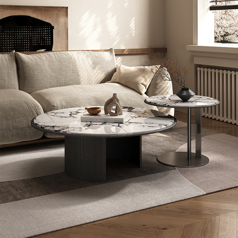 Table basse simple en pierre micro-cristalline, H 15 po x L 35,4 po x l 35,4 po