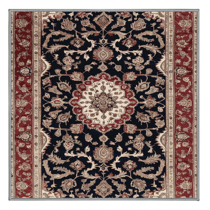 Machine Washable Persian Gray Area Rug, Square 4'