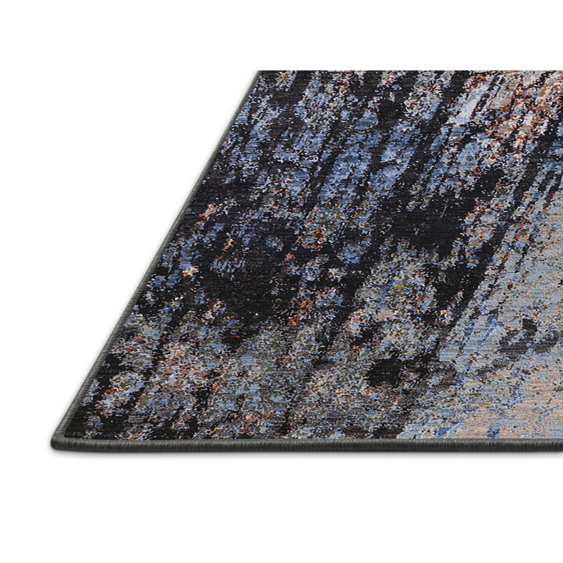 Tapis noir / gris à motif abstrait Braman, Rectangle 2 pi x 5 pi