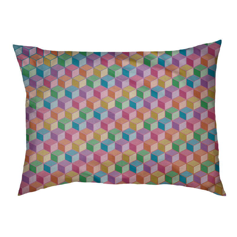 Coussin décoratif en arc de lit à chat arc-en-ciel Campion, L 52 po x l 42 po, Vert / Bleu