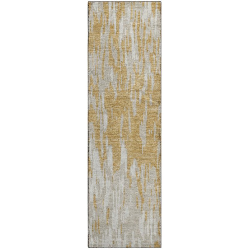 Premium Machine Washable Prisco Gold Rug, Runner 2'3" x 7'6"