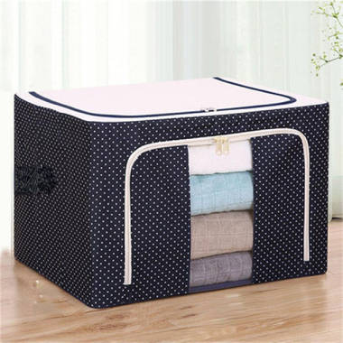 Storage Box Oxford Cloth Clothing Storage Box Finishing Box Storage Box Folding Multi Functional Dormitory (Set of 2) Latitude Run Color: Navy, Size