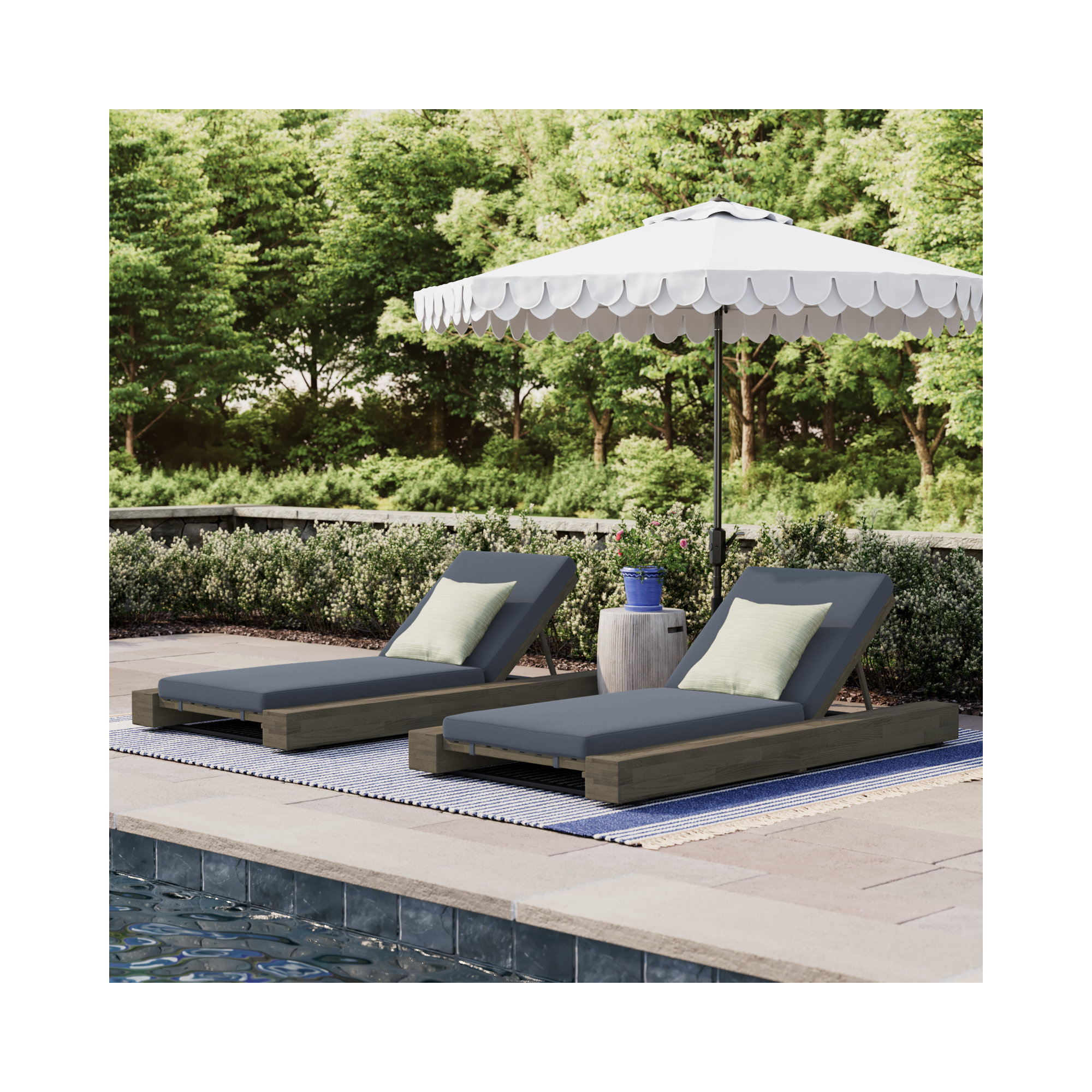 Donnie 39'' Outdoor Acacia Chaise Lounge, Sandblast Gray Frame/Dark Gray Cushion