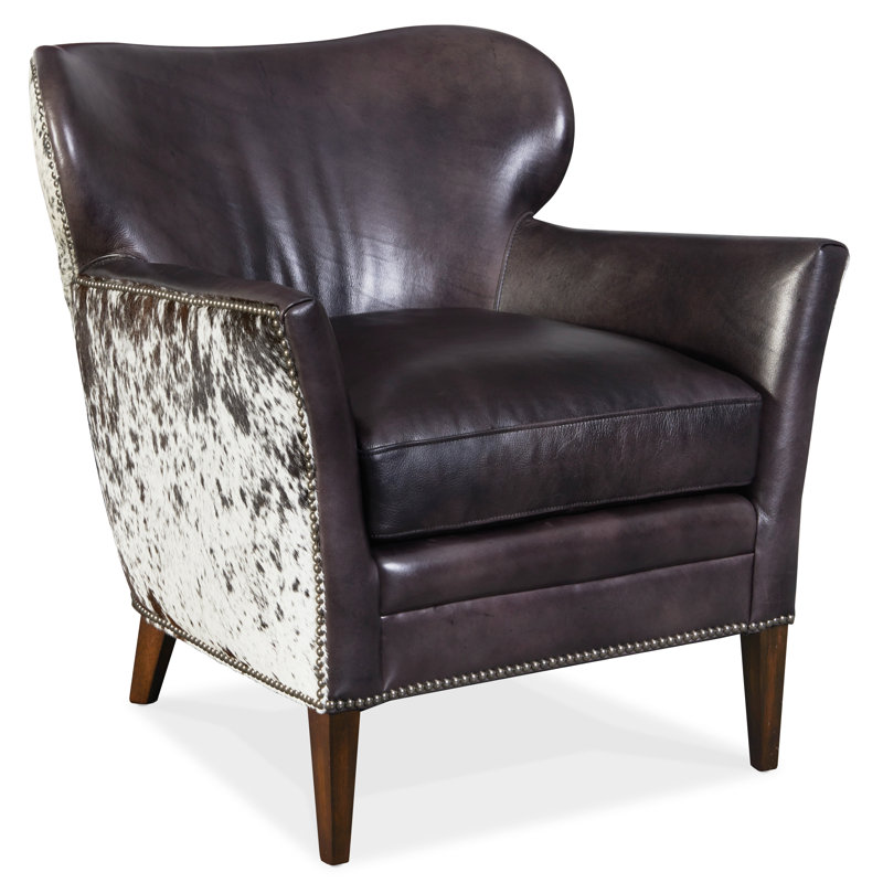 Kato Leather Club Chair with Dark HOH, White/Brown